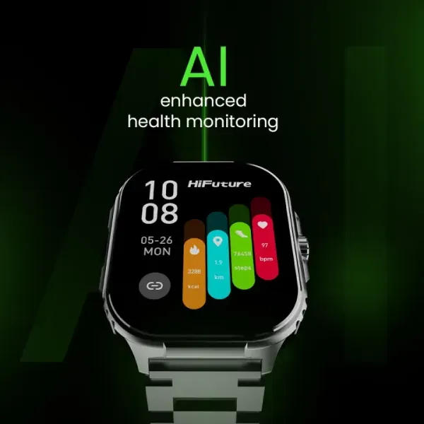 HiFuture Ultra3 Pro Stainless Steel Smartwatch | 2.04" Super AMOLED Display | Wireless Bluetooth Calling, AI-Enhanced Health Monitoring, 7-Day Battery Life, 100+ Sports Modes & IP68 Waterproof