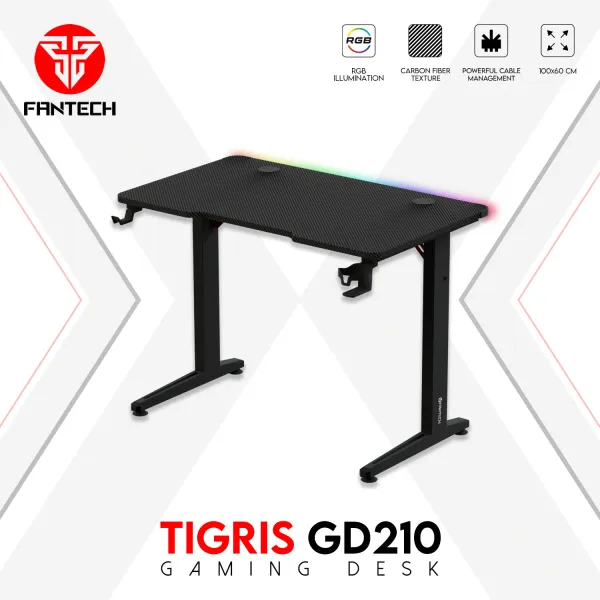 Gaming Desk with RGB Illumination and Carbon Fiber Texture