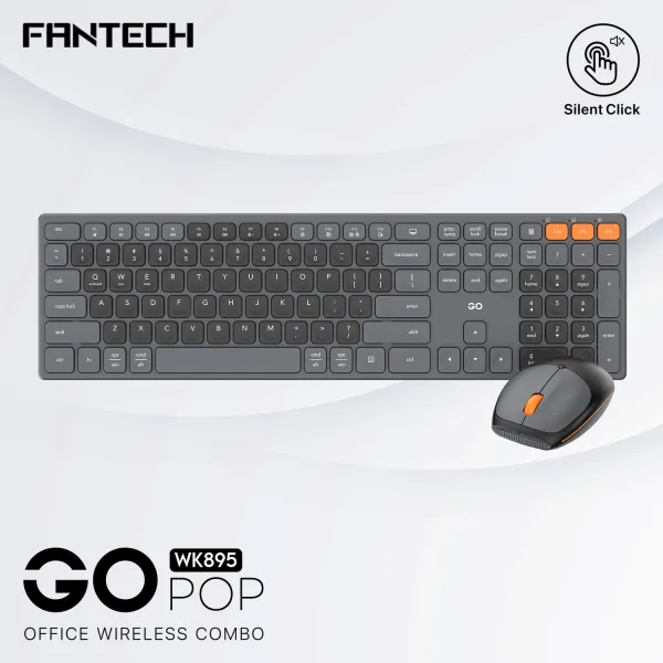 WK895 GO POP OFFICE WIRELESS KEYBOARD MOUSE COMBO Gray