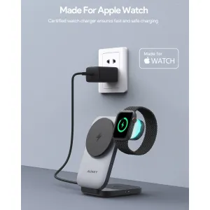 AUKEY MagFusion Z Qi2 3 in 1 foldable charging station. LC-MC312 Grey