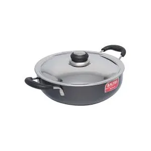 BALTRA Kadai | Megna | 22cm | Heats quickly and evenly retains heat | Heavy gauge pure virgin aluminium for low oil cooking | Comes with SS lid210