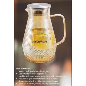 Signoraware Elegance Glass Jug 1600ml with Steel Lid
