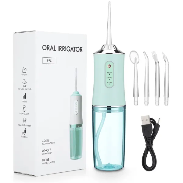 Premium Dental Flosser | 3 Speed Level (Soft, Normal, Pulse) | 220ML Portable Oral Irrigator | Cordless Dental Water Flosser for Teeth Cleaning & Whitening | 3 Pressure Modes | 4 Jet Tips | IPX7 Waterproof
