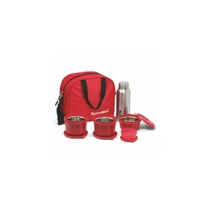 Signoraware Lunch Box | MS Steel Lunch Box with Bottle | Multicolor