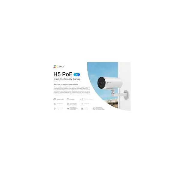 EZVIZ H5 POE 2K CS‑H5‑R201‑1H3EKFL (4mm) Smart Camera – Professional Grade Security with Power over Ethernet