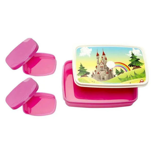 Signoraware Lunch Box | Compact Big Printed | 850 ml + 100 ml + 100 ml | Set of 3