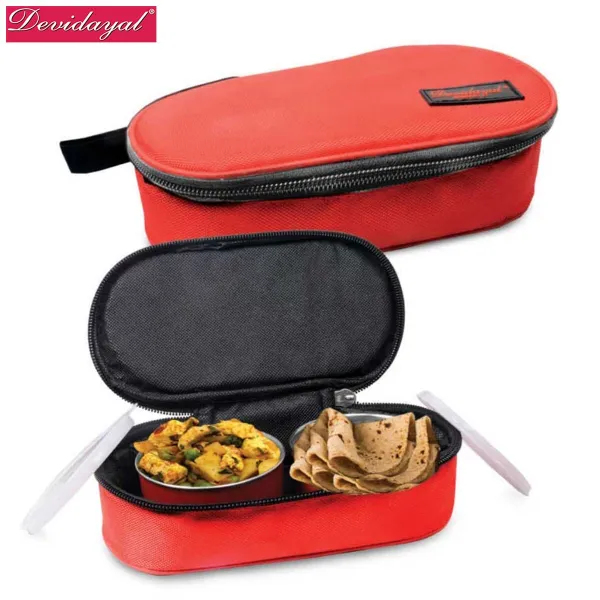 DeviDayal Microwave Safe Magic Lunch Box with Insulated Bag – 2 Compartment