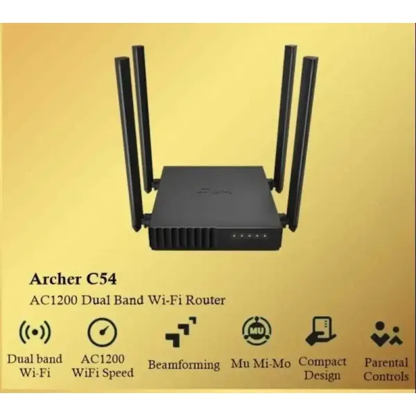 TP-Link Archer C54 AC1200 Dual Band Wi-Fi Router, 4K video streaming, High-speed downloads, Access Point, Range Extender