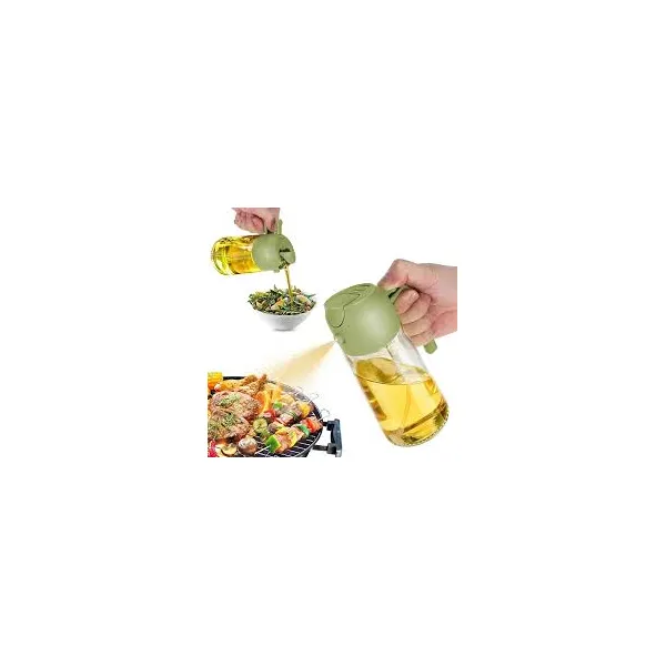 2 in 1 Oil Sprayer and Dispenser Bottle 500ml Glass Oil Spray Bottle with Premium Nozzle for Air Fryer Roasting and Frying Cooking Kitchen Use