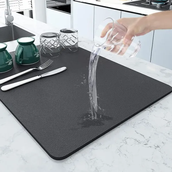 Dish Dry Mat Microfiber Home Drying Mat Reversible Mat Kitchen Absorbent Mat Home Office and Laundry