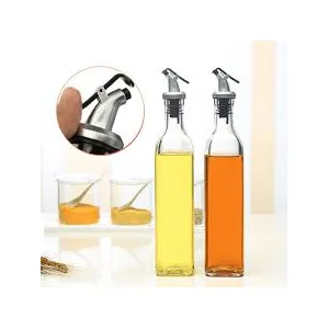 500ml Glass Oil Bottle and Crue Stainless Steel Oil Pot Soy Sauce Wine Vinegar Bottle Spice Jar ( 1 pcs )
