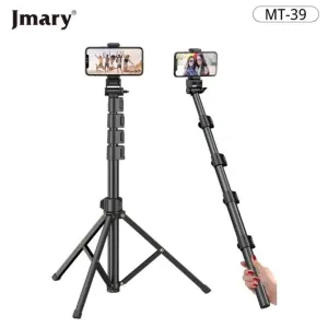 Jmary MT-39 Heavy Duty 2-in-1 Aluminum Tripod & Selfie Stick with Extendable Legs & Phone Holder Function