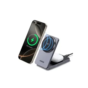 UGREEN 2‑in‑1 Magnetic Wireless Charger (45057) | Qi2 Certified 15W | Compact Foldable Design