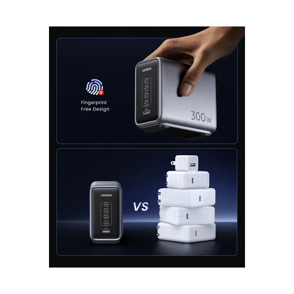 UGREEN Nexode 300W USB‑C GaN Charger | 5‑Port Desktop Super Charger | Multi‑Laptop Fast Charging