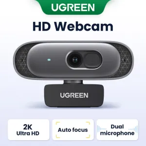 UGREEN Webcam 2K Full HD | 1080p 60fps | Autofocus & Dual Mic