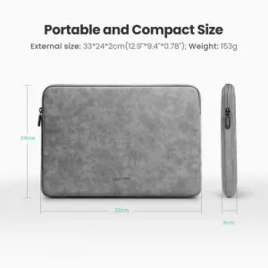 UGREEN 16 Inch Waterproof Laptop Sleeve Case Notebook Sleeve Pouch Anti-Scratch Protective Case Protective Cover Grey