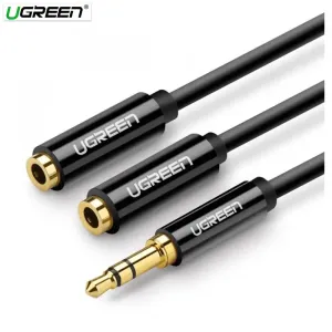 UGREEN-3.5mm Stereo Audio Splitter Male to 2 female cable Black