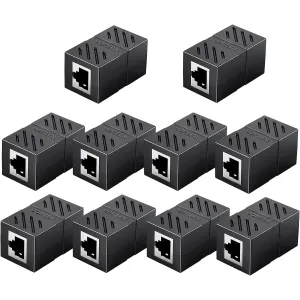 UGREEN RJ45 Keystone Jack In‑Line Coupler (10pcs, Black) | Cat7 Female‑to‑Female | High‑Speed Extension