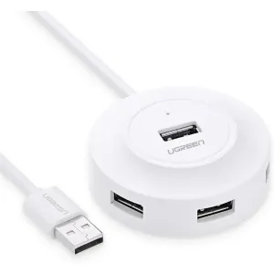 UGREEN USB 2.0 Hub (4 Ports, 1m, White) | Compact Expansion | Plug & Play