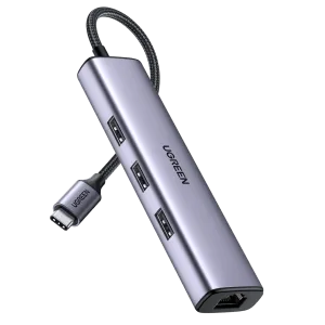 UGREEN USB‑C to 3×USB3.0 Hub + RJ45 Gigabit Ethernet Adapter | Multi‑Port Expansion | 4K HDMI