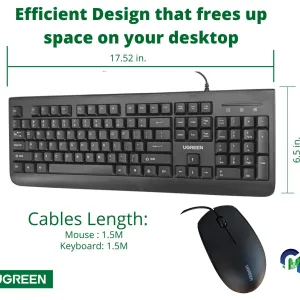 UGREEN Wired Keyboard and Mouse Combo | Spill‑Resistant | Comfortable Typing