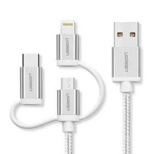 UGREEN 3-in-1 USB to Micro USB / Type C / MFI Lighting Multifunction Cable with Braid 1.5m