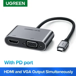 UGREEN Type‑C to HDMI + VGA Converter | Dual Display | Compact Design