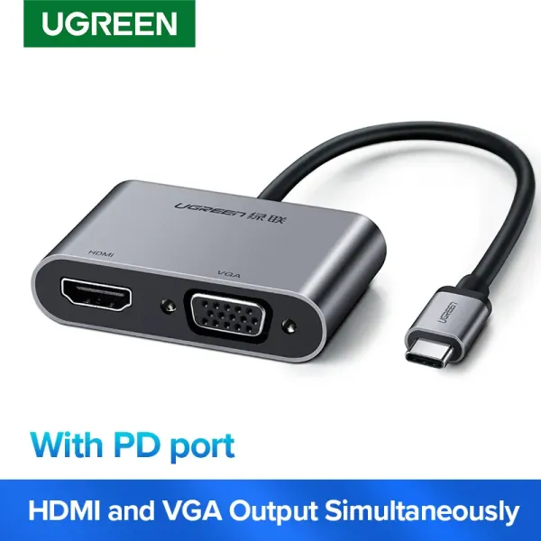 UGREEN Type‑C to HDMI + VGA Converter | Dual Display | Compact Design
