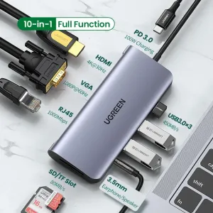 UGREEN Type‑C to 10‑in‑1 USB‑C Hub | Ultimate Connectivity | High‑Speed Expansion