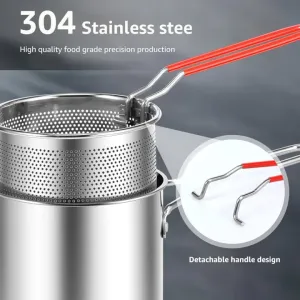 304 Stainless Steel Deep Frying Pot Kitchen Fryer Tempura Fryer Pan Fry Kitchen Pot Chicken Fried Frying Pans Cooking Tools