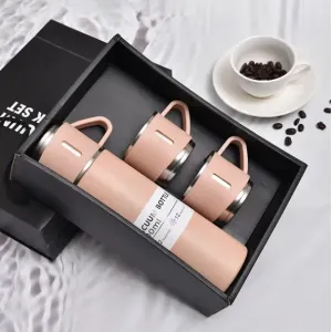 MRR Smart Choice Premium 500ml Stainless Steel Vacuum Flask Gift Set | Insulated Thermos Bottle with Leakproof Cups | Hot & Cold Water Bottle for Travel, Office, Camping, Coffee & Tea