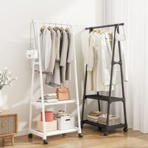 Triangle Simple Clothes Hanger Stand Storage Rack Coat Rack With Wheels 