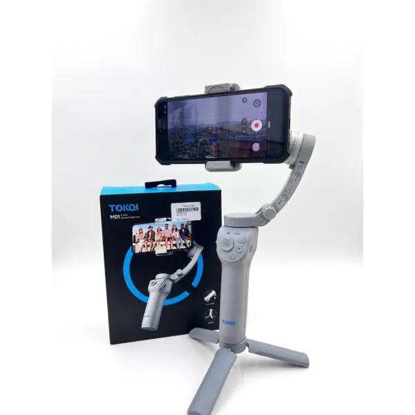 TOKQI M01 3-Axis Gimbal Stabilizer – Handheld Smartphone Gimbal with AI Tracking, Built-in Fill Light & 10H Battery Life for Smooth Video Recording