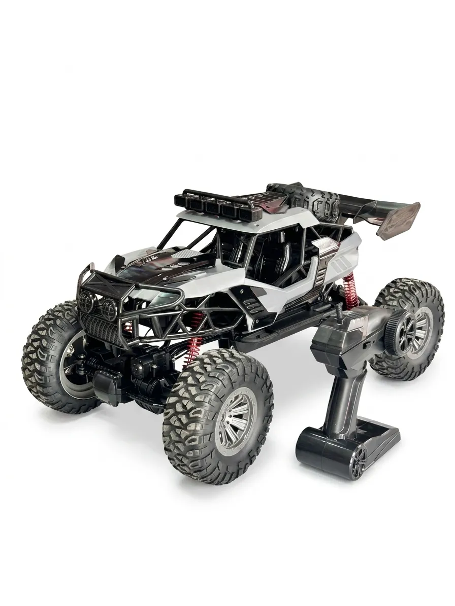 1:6 Scale RC Crawler Monster Truck 4WD Off-Road Vehicle – 2.4GHz Remote Control Car with LED Lights, Rechargeable Battery & Heavy-Duty Suspension