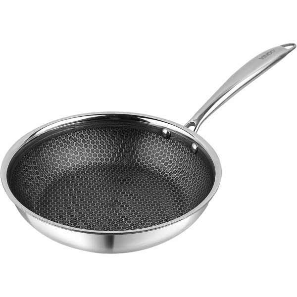 Vinod Platinum Triply Fry Pan – HexaShield Non-Stick, SAS Pro Stainless Steel, Induction & Gas Compatible