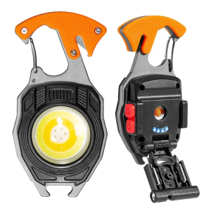 Multi‑Function COB LED Flashlight Keychain Light – USB Rechargeable with Strong Magnet & Screwdriver