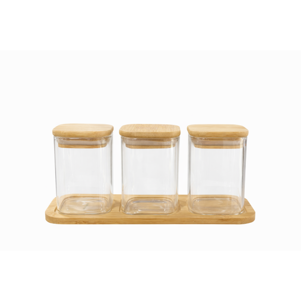 Signoraware Trison Glass Jar Set ( 1785 )– 3 Pieces with Tray
