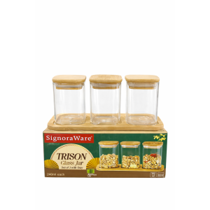Signoraware Trison Glass Jar Set ( 1785 )– 3 Pieces with Tray