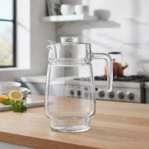 Glass Pitcher with Lid – Cylindrical Design