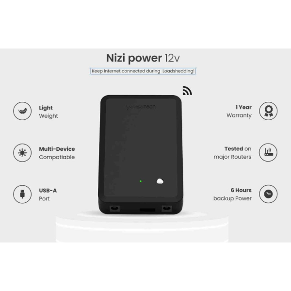 Nizi Router Backup Power 12V – Portable Internet Continuity Device