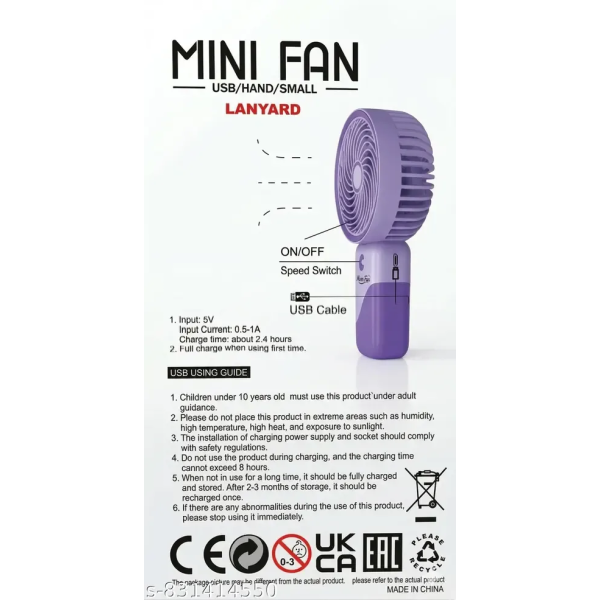 LANYARD Rechargeable Mini Handheld Fan – Portable Cooling Device
