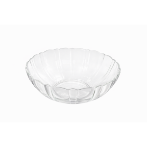 Clear Glass Serving Bowl – Ribbed Panel with Scalloped Rim(N2608)
