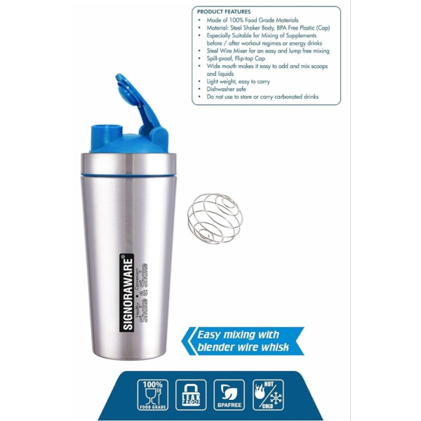 SignoraWare Maxxo Stainless Steel Protein Shaker Bottle – 800ml Capacity
