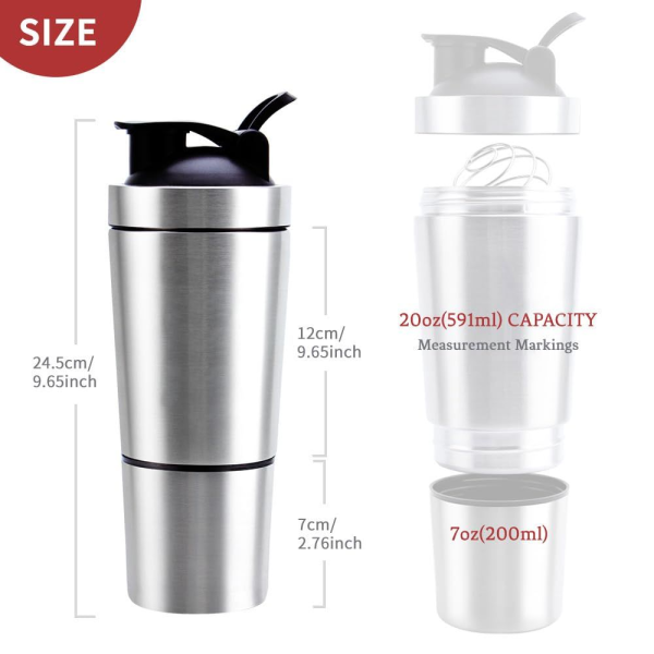 SignoraWare Maxxo Stainless Steel Protein Shaker Bottle – 800ml Capacity