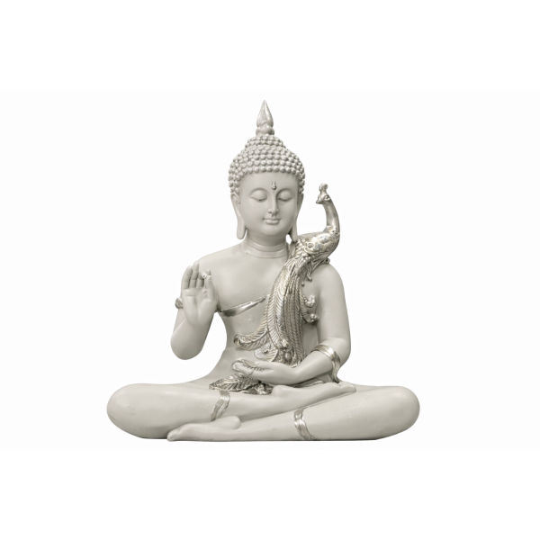 Polyresin Buddha Statue – Peacock Design