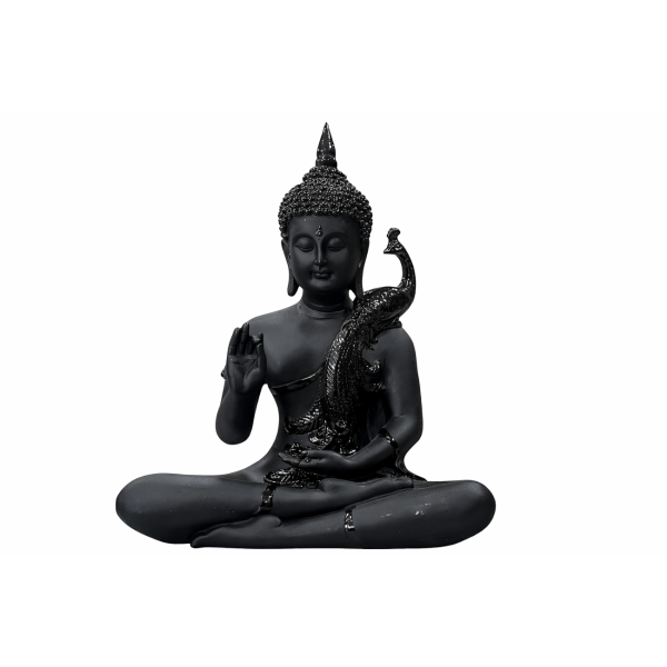 Polyresin Buddha Statue – Peacock Design
