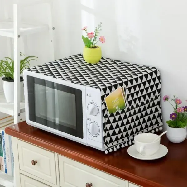 Modern Style Linen Cover Microwave Oven Dust Proof Cover