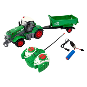 Rechargeable remote control 1:24 scale farm tractor truck with trailer