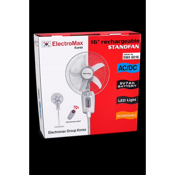 ElectroMax Korea Rechargeable Stand Fan – 16"