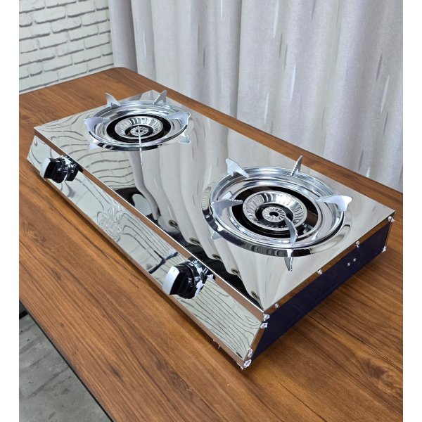 Tulip Stainless Steel Sleek Gloss 2 Burner Gas Stove